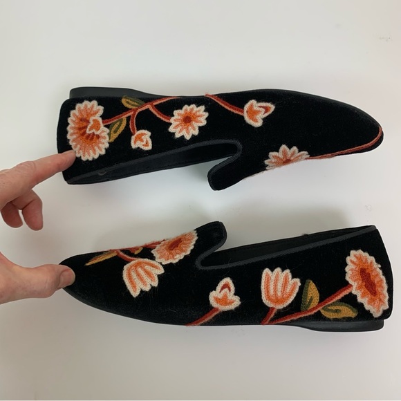 Birdies The Starling Embroidered Flat in Night Flora Velvet Size 7 - Picture 8 of 12